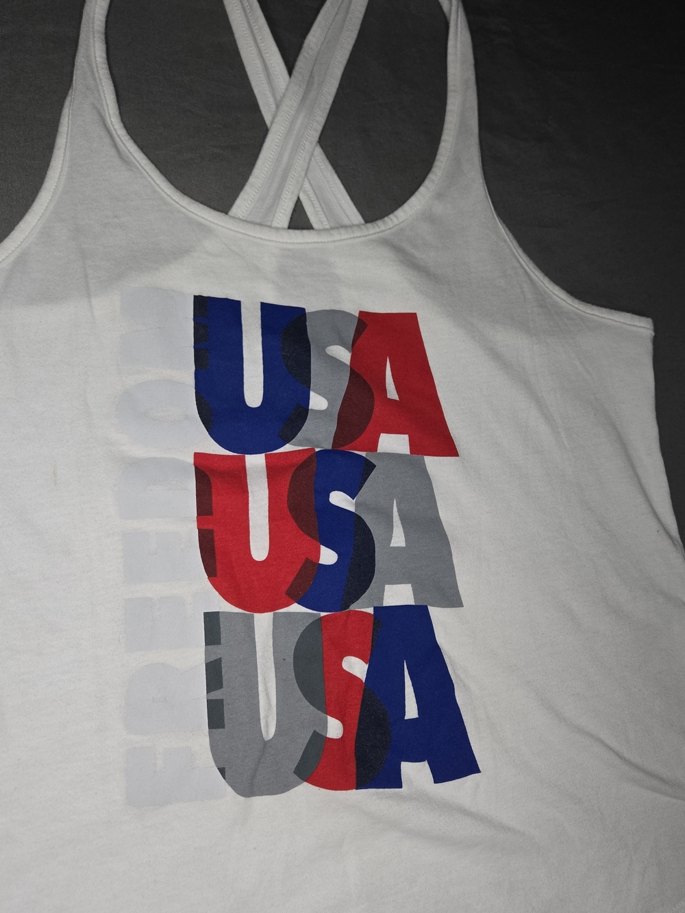 Under Armour Tank Top Women M HeatGear Loose USA Freedom Strappy X-Back